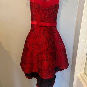 Elegant Red Floral Kids Dress